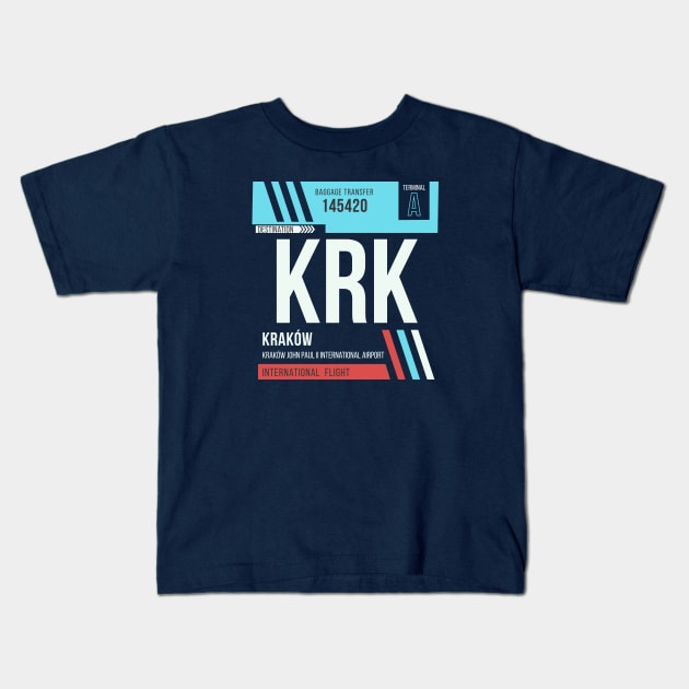 Krakow (KRK) Airport Code Baggage Tag Kids T-Shirt by SLAG_Creative